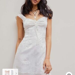 White Floral Jacquard Mini Dress